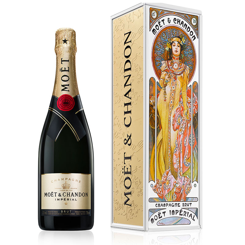 Moët & Chandon Brut Impérial in Alfons Mucha Geschenkbox aus Metall 750 ml